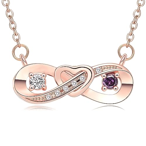 Minicremation Infinity Kremation Jewerly Herz Urne Halskette für Asche Birthstone Crystal Anhänger für Frauen von geliebten Menschen Memorial Keepsake (Roségold) von Minicremation