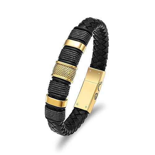 Minicremation Urnenarmband für Asche für Männer und Frauen, geflochtenes Echtleder-Urnenarmband für Asche, Erinnerungsstück, Lederarmband, 22cm/8.66", Edelstahl, Ohne Edelstein. von Minicremation