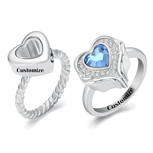 Minicremation Urnenring für Asche für Damen, Edelstahl, Herz, Urnenringe für Asche, Einäscherungsschmuck, Hund, Katze, Kralle, Fingerring für Tierliebhaber, Edelstahl, Kein Edelstein von Minicremation
