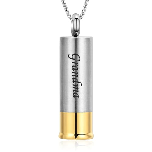 Minicremation Zylinder-Schrotflinten-Urnen-Halskette für Asche, graviert für Vater, Mutter, Sohn, Oma, Opa, Hirsch, Gedenkschmuck, Urnen-Halskette für Asche von geliebten Menschen, Edelstahl, Kein Minicremation Zylinder-Schrotflinten-Urnen-Halskette für Asche, graviert für Vater, Mutter, Sohn, Oma, Opa, Hirsch, Gedenkschmuck, Urnen-Halskette für Asche von geliebten Menschen, Edelstahl, Kein von Minicremation