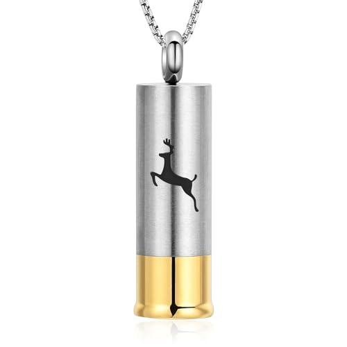 Minicremation Zylinder-Schrotflinten-Urnen-Halskette für Asche, graviert für Vater, Mutter, Sohn, Oma, Opa, Hirsch, Gedenkschmuck, Urnen-Halskette für Asche von geliebten Menschen, Edelstahl, Kein Minicremation Zylinder-Schrotflinten-Urnen-Halskette für Asche, graviert für Vater, Mutter, Sohn, Oma, Opa, Hirsch, Gedenkschmuck, Urnen-Halskette für Asche von geliebten Menschen, Edelstahl, Kein von Minicremation