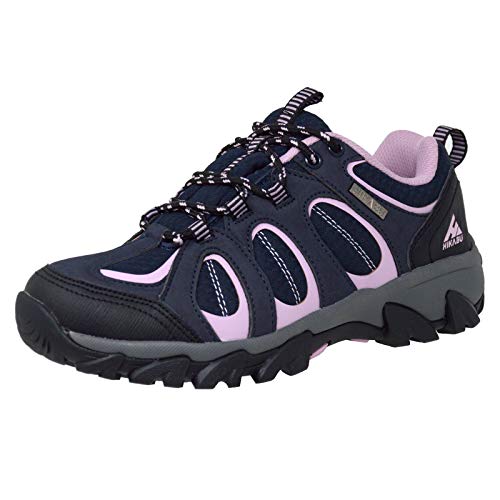 minify Hikabu Damen Wanderschuhe Gr. 37-42 Gummisohle Outdoor Trekking Gassigehen Walking Sneakers (schwarz/lila, 39) von minify