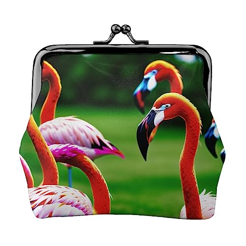 Geldbörse mit Flamingo-Motiv, Leder, Kussschloss, Münzbeutel, Verschluss für Damen und Mädchen, Flamingo, Einheitsgröße, Buckle Kiss-Lock-Münzgeldbörse von Miniks