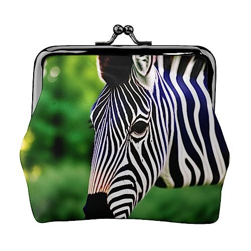 Geldbörse mit Zebramuster, Leder, Kussschloss, Münzbeutel, Verschluss für Damen und Mädchen, Zebra, Einheitsgröße, Buckle Kiss-Lock-Münzgeldbörse von Miniks