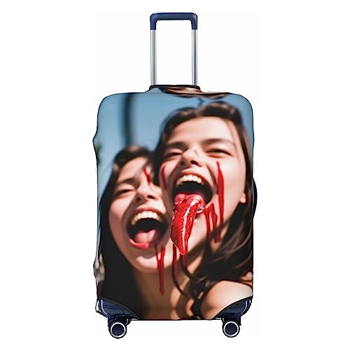Miniks Horror Reisegepäckhülle für Mädchen, strapazierfähig, passend für 45,7 - 81,3 cm große Gepäckstücke, Schwarz, Large von Miniks