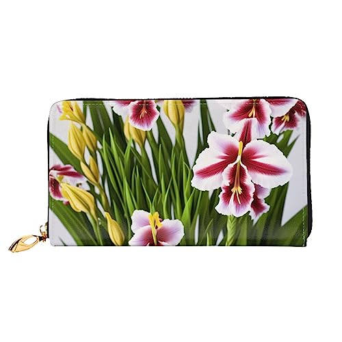 Miniks Hyacinth Damen-Geldbörse, Leder, lange Geldbörse, Reisegeldbörse, Kreditkartenetui mit Reißverschluss, Gladiolus, Einheitsgröße von Miniks