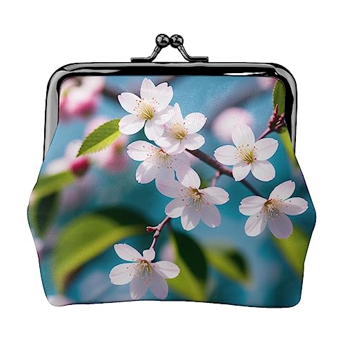 Niedliche Geldbörse mit Blumen-Fotografie, bedruckt, Leder, Kussschloss, Münzbeutel, Verschluss für Damen und Mädchen, Niedliche Blumenfotografie, Einheitsgröße, Buckle Kiss-Lock-Münzgeldbörse von Miniks