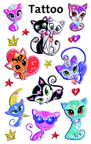 Kleine Prinzessin Katze Temporäre Tattoo Transfers für Kinder Parteien, Partytüten von Minilabel