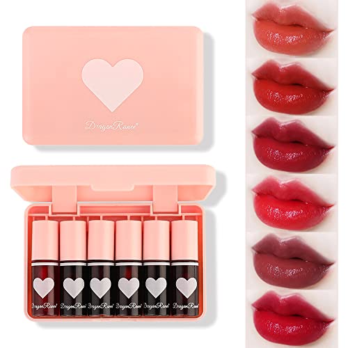 Miniling - 6 Farben Lippenfarbe Set Koreanischer Lipgloss Lip Tint Mini Lip Gloss Volumenlippenstift Multifunktion von Miniling