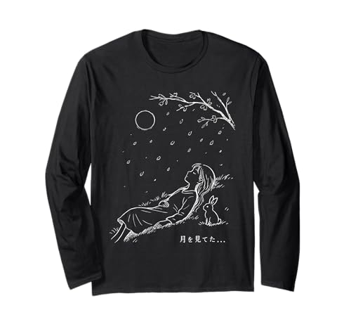 Minimalist Line Art Harajuku Anime Girl & Rabbit Japanisch Langarmshirt Minimalist Line Art Harajuku Anime Girl & Rabbit Japanisch Langarmshirt von Minimal Harajuku Anime Girl Rabbit Full Moon