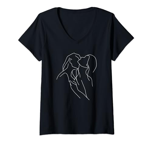 Damen Lesbian Minimal Line Art Bi Lesbians Pride Gay für Frauen T-Shirt mit V-Ausschnitt Damen Lesbian Minimal Line Art Bi Lesbians Pride Gay für Frauen T-Shirt mit V-Ausschnitt von Minimal Lesbian Merch Subtle shirts women - SHOP