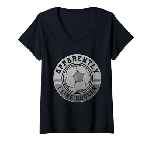 Damen Anscheinend I Like Soccer - Lustiges Spieltag-Design T-Shirt mit V-Ausschnitt von Minimal Soccer Vibes