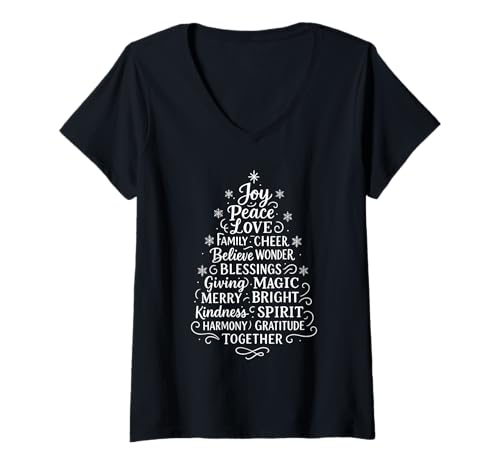 Damen Positive Affirmations Weihnachtsbaum Weihnachten Feiertage T-Shirt mit V-Ausschnitt Damen Positive Affirmations Weihnachtsbaum Weihnachten Feiertage T-Shirt mit V-Ausschnitt von Minimal XMAS Tree Inspirational Christmas Family