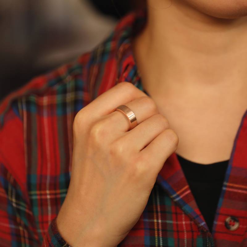 14K Solid Gold 6 Mm Ring Band, Flache Comfort Fit Ehering, Breit, Dicker Ring, Verlobungsband, Paare Passenden Unisex von MinimalAllure