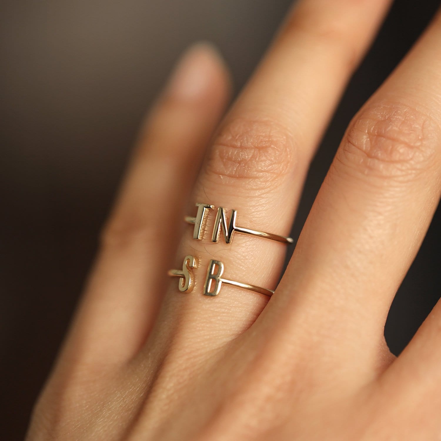 Offener Anfangsring, Monogrammring, Namensring, Personalisierter Ring, Doppelter Anfangsnamenring, 14K Solider Goldring, 14K Gold Schmuck von MinimalAllure