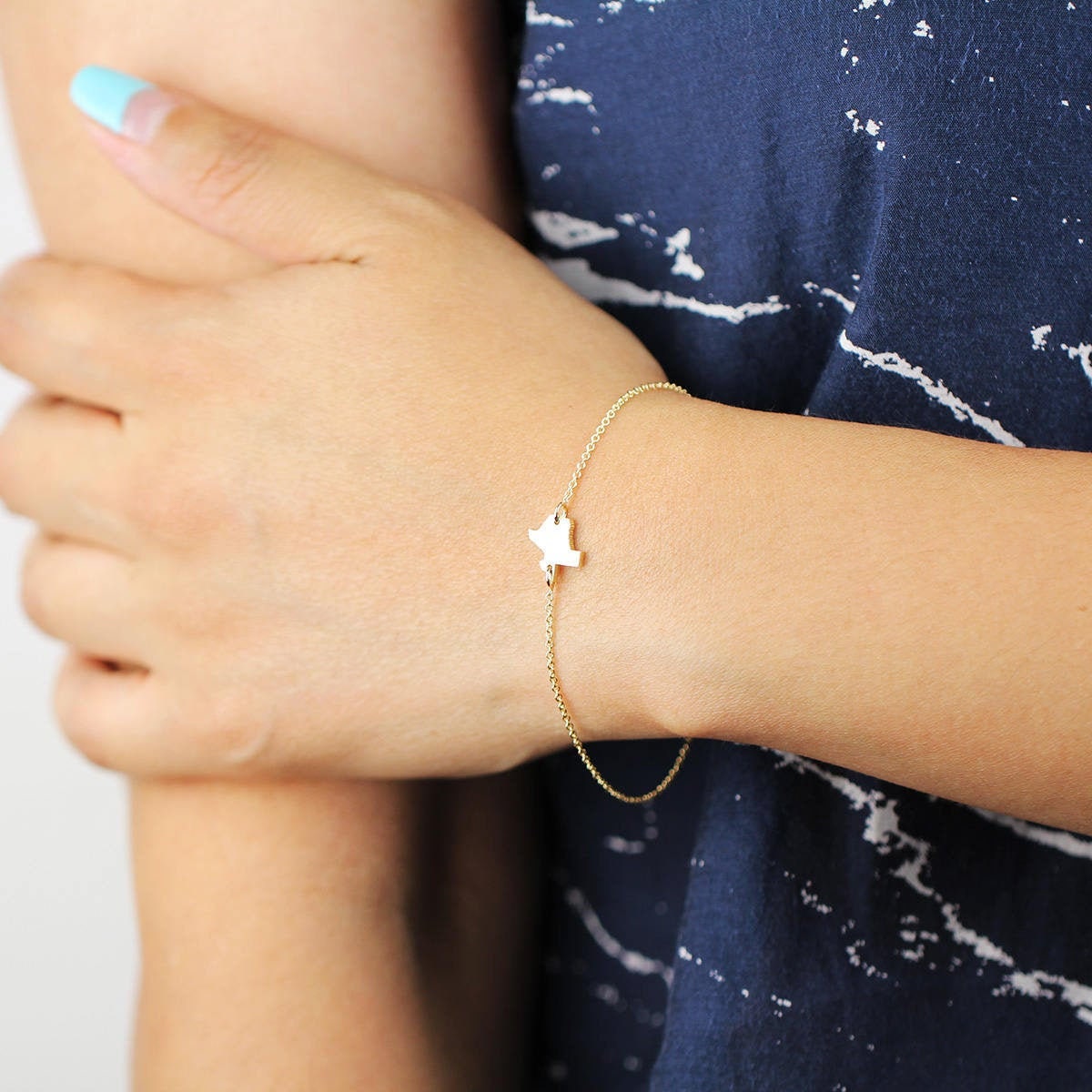 Texas Armband, 14K Gold Charme Goldarmband, Solid Anhänger Armband Personalisieren von MinimalAllure