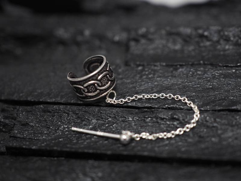 sterling Silber Ketten Ohrmanschette Verstellbarer Ohrstecker sterling Silber Ketten Ohrmanschette Verstellbarer Ohrstecker von MinimalJewelrybyJK