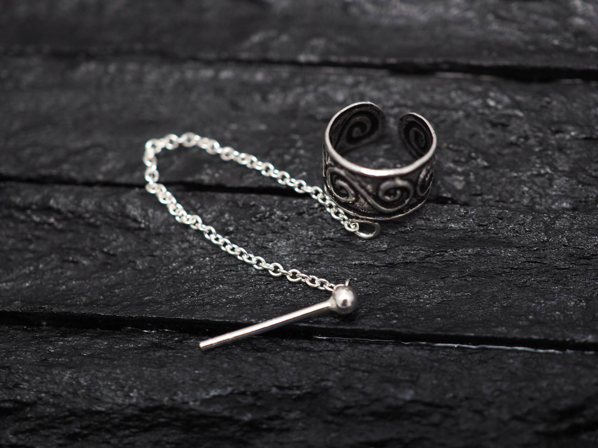 sterling Silber Ohrmanschette Kette Helix Bolzen Ohrring, Körperschmuck sterling Silber Ohrmanschette Kette Helix Bolzen Ohrring, Körperschmuck von MinimalJewelrybyJK