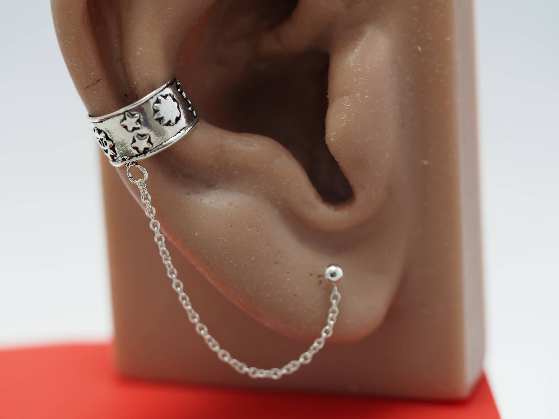 sterling Silber Ohrmanschette Kette Helix Ohrstecker, Verstellbarer Körperschmuck von MinimalJewelrybyJK