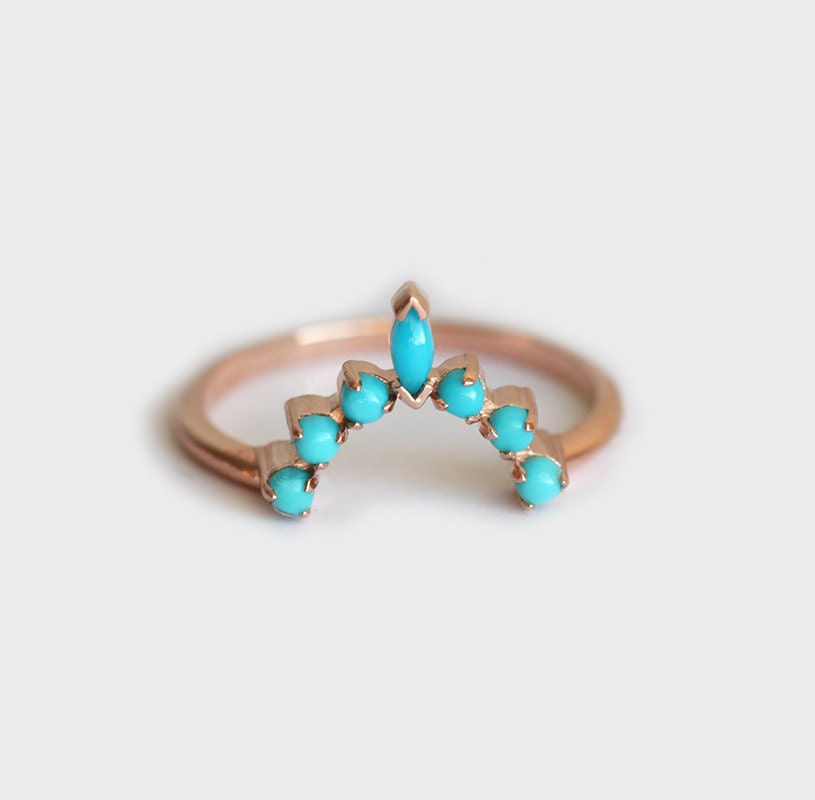 Arizona Türkis Ring, Gebogenes Ehering Perfekter Passender Ring Damen Boho von MinimalVS