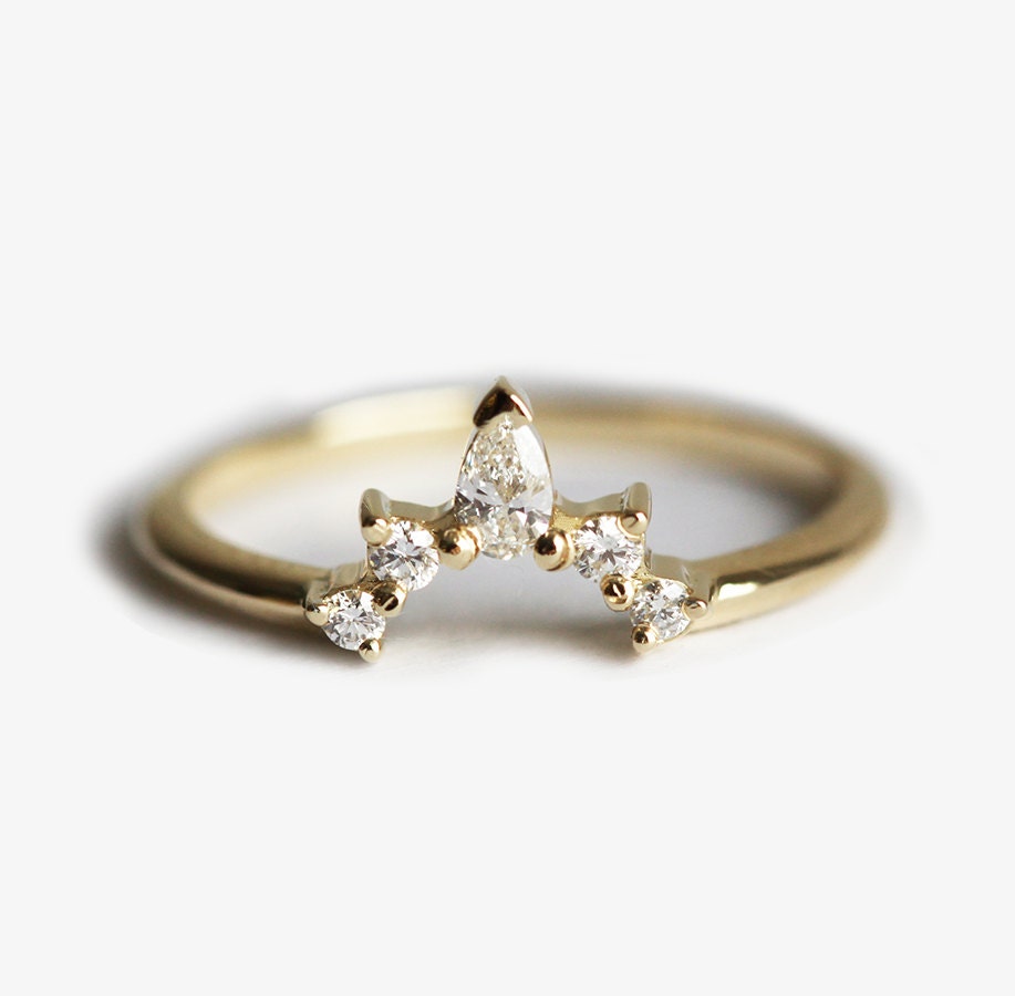 Diamant Ehering, Krone Ring, Geschwungener Geschwungenes Diamantband, Nesting Band von MinimalVS
