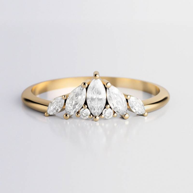 Ice Berg Ring, Diamant Verlobungsring, Eleganter Cluster Ehering Marquise Cut von MinimalVS