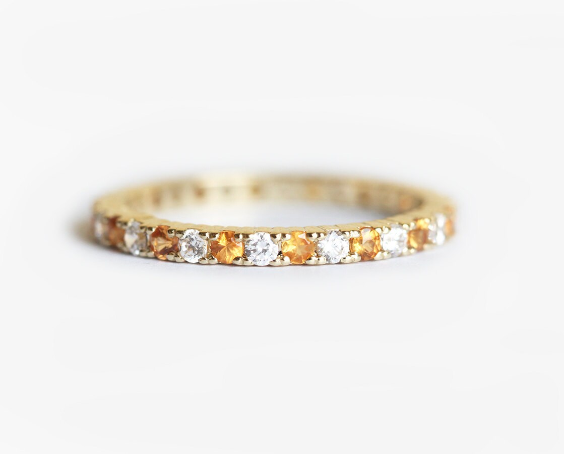 Eternity Band Mit Diamanten Und Saphiren, Saphir Diamant Ehering, Full Ring von MinimalVS