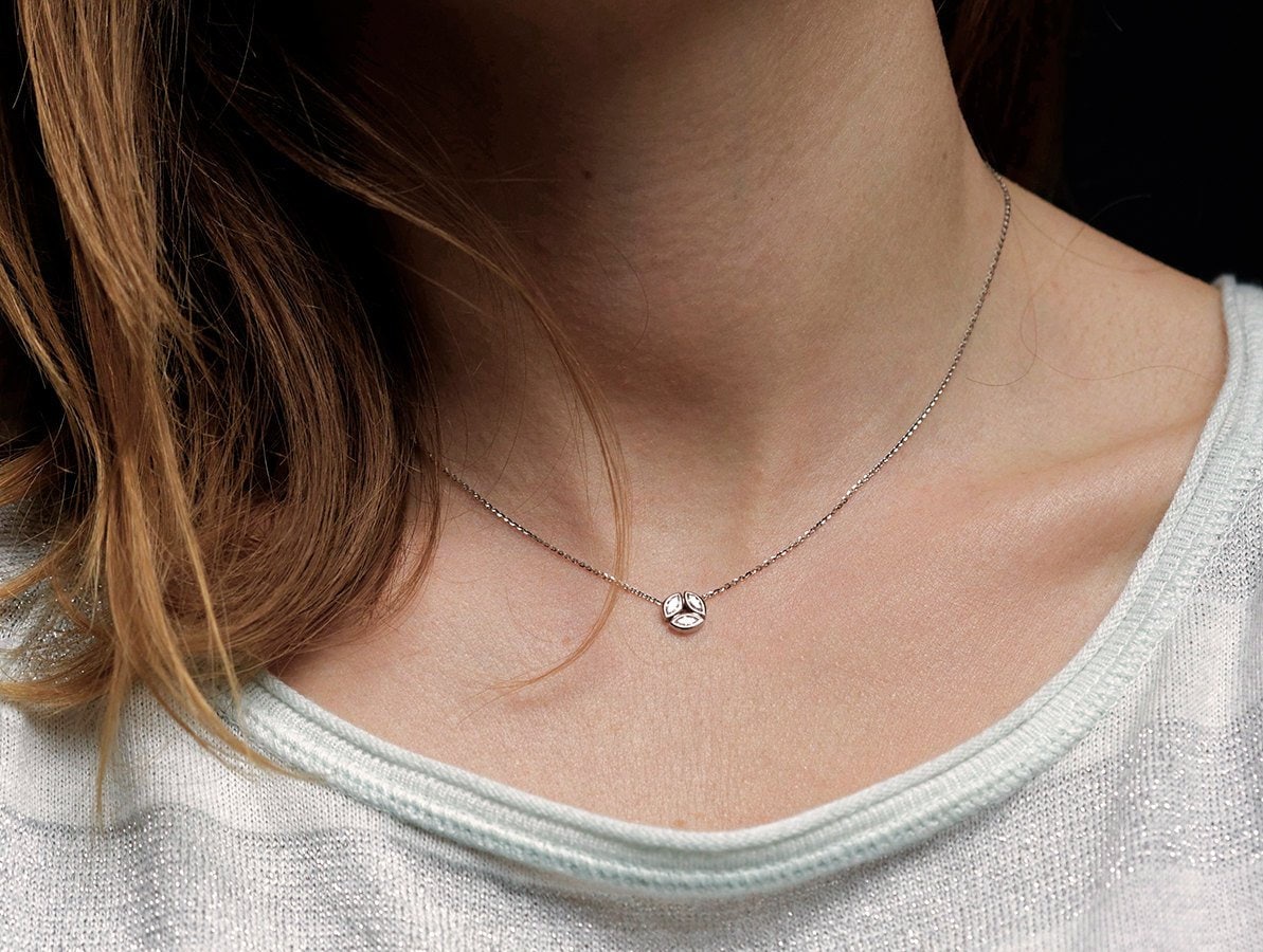 Marquise Diamant Halskette in 14K Oder 18K Gold, Cluster Für Frauen von MinimalVS