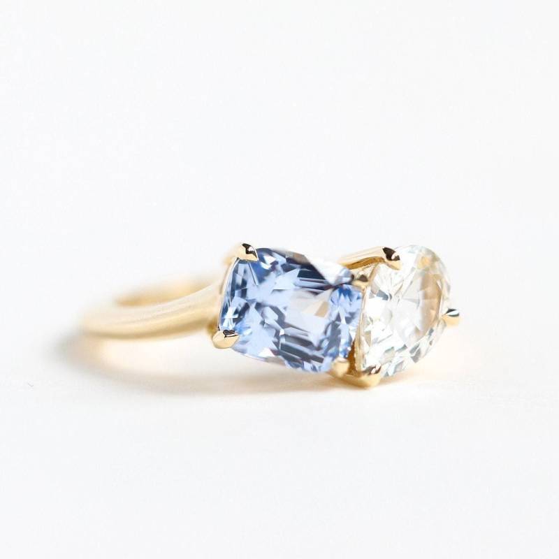 Toi Et Moi Ring, Hellblaue Saphir Ring Gruppe von MinimalVS