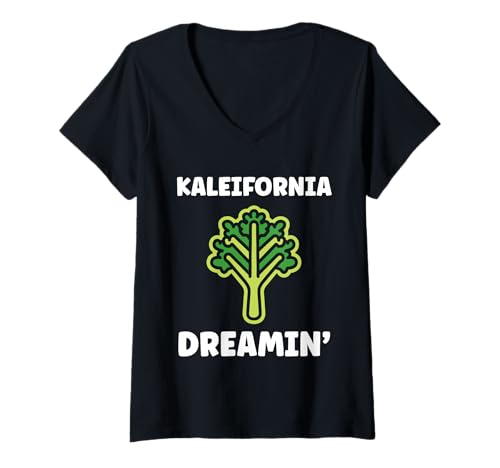 Damen Funny Food Vegetable Minimalist Simple Dreamin Quote Kale T-Shirt mit V-Ausschnitt Damen Funny Food Vegetable Minimalist Simple Dreamin Quote Kale T-Shirt mit V-Ausschnitt von Minimalist Funny vegetable simple Kale