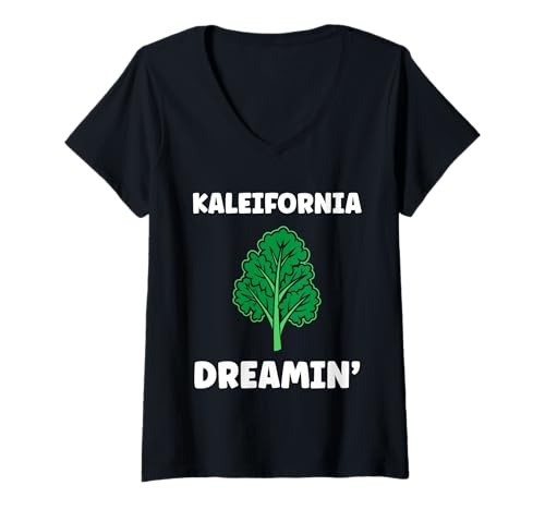 Damen Funny Food Vegetable Minimalist Simple Dreamin Quote Kale T-Shirt mit V-Ausschnitt Damen Funny Food Vegetable Minimalist Simple Dreamin Quote Kale T-Shirt mit V-Ausschnitt von Minimalist Funny vegetable simple Kale