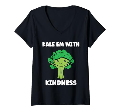 Damen Funny Food Vegetable Minimalist Simple Quote Kale T-Shirt mit V-Ausschnitt Damen Funny Food Vegetable Minimalist Simple Quote Kale T-Shirt mit V-Ausschnitt von Minimalist Funny vegetable simple Kale