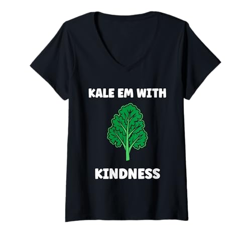 Damen Funny Food Vegetable Minimalist Simple Quote Kale T-Shirt mit V-Ausschnitt Damen Funny Food Vegetable Minimalist Simple Quote Kale T-Shirt mit V-Ausschnitt von Minimalist Funny vegetable simple Kale