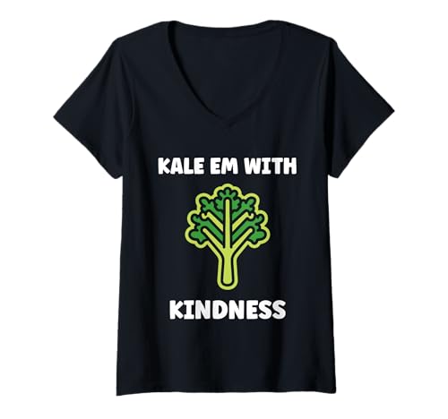 Damen Funny Food Vegetable Minimalist Simple Quote Kale T-Shirt mit V-Ausschnitt Damen Funny Food Vegetable Minimalist Simple Quote Kale T-Shirt mit V-Ausschnitt von Minimalist Funny vegetable simple Kale
