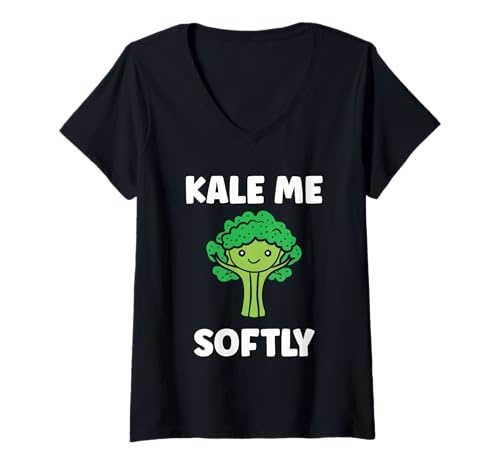 Damen Funny Food Vegetable Minimalist Simple Softly Kale T-Shirt mit V-Ausschnitt Damen Funny Food Vegetable Minimalist Simple Softly Kale T-Shirt mit V-Ausschnitt von Minimalist Funny vegetable simple Kale