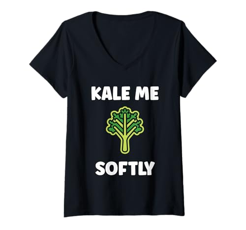 Damen Funny Food Vegetable Minimalist Simple Softly Kale T-Shirt mit V-Ausschnitt Damen Funny Food Vegetable Minimalist Simple Softly Kale T-Shirt mit V-Ausschnitt von Minimalist Funny vegetable simple Kale