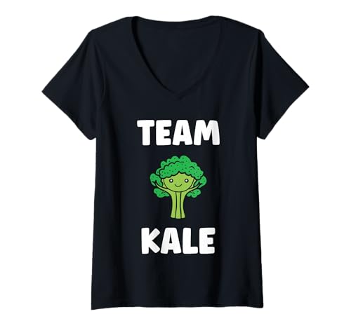 Damen Funny Food Vegetable Minimalist Simple Team Kale T-Shirt mit V-Ausschnitt Damen Funny Food Vegetable Minimalist Simple Team Kale T-Shirt mit V-Ausschnitt von Minimalist Funny vegetable simple Kale