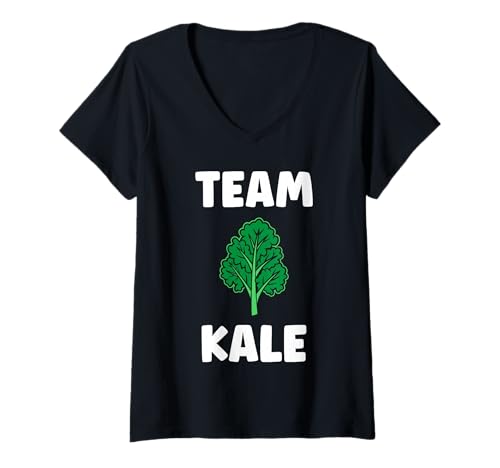 Damen Funny Food Vegetable Minimalist Simple Team Kale T-Shirt mit V-Ausschnitt Damen Funny Food Vegetable Minimalist Simple Team Kale T-Shirt mit V-Ausschnitt von Minimalist Funny vegetable simple Kale
