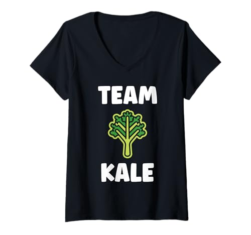 Damen Funny Food Vegetable Minimalist Simple Team Kale T-Shirt mit V-Ausschnitt Damen Funny Food Vegetable Minimalist Simple Team Kale T-Shirt mit V-Ausschnitt von Minimalist Funny vegetable simple Kale