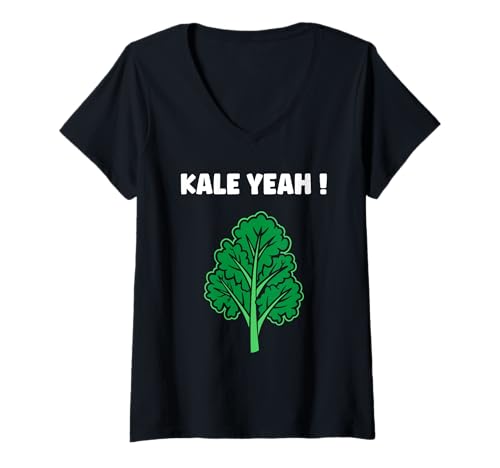 Damen Funny Food Vegetable Minimalist Simple Yeah Kale T-Shirt mit V-Ausschnitt Damen Funny Food Vegetable Minimalist Simple Yeah Kale T-Shirt mit V-Ausschnitt von Minimalist Funny vegetable simple Kale