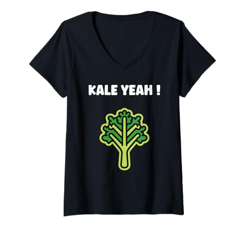 Damen Funny Food Vegetable Minimalist Simple Yeah Kale T-Shirt mit V-Ausschnitt Damen Funny Food Vegetable Minimalist Simple Yeah Kale T-Shirt mit V-Ausschnitt von Minimalist Funny vegetable simple Kale