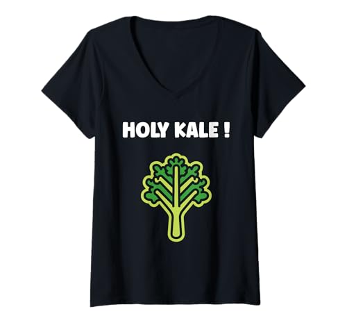 Damen Funny Food Vegetable Minimalist Simple holy Kale T-Shirt mit V-Ausschnitt Damen Funny Food Vegetable Minimalist Simple holy Kale T-Shirt mit V-Ausschnitt von Minimalist Funny vegetable simple Kale
