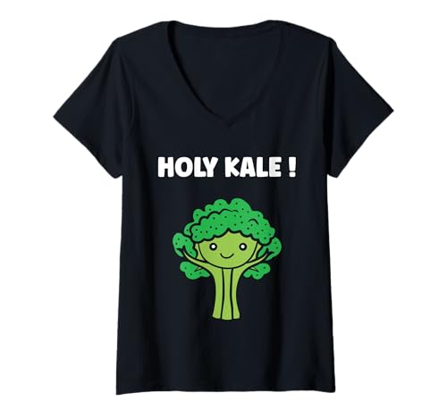 Damen Funny Food Vegetable Minimalist Simple holy Kale T-Shirt mit V-Ausschnitt von Minimalist Funny vegetable simple Kale