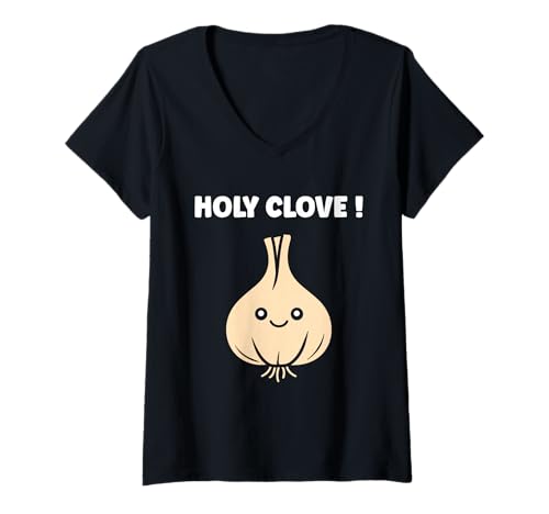 Damen Funny Food Vegetable Simple Funny Quote Clove Garlic T-Shirt mit V-Ausschnitt Damen Funny Food Vegetable Simple Funny Quote Clove Garlic T-Shirt mit V-Ausschnitt von Minimalist Funny vegetable simple garlic