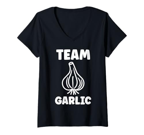 Damen Funny Garlic Food Minimalist Vegetable Simple Team Garlic T-Shirt mit V-Ausschnitt Damen Funny Garlic Food Minimalist Vegetable Simple Team Garlic T-Shirt mit V-Ausschnitt von Minimalist Funny vegetable simple garlic