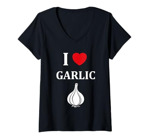 Damen Funny Garlic Food Minimalist Vegetable Simple i Love Garlic T-Shirt mit V-Ausschnitt Damen Funny Garlic Food Minimalist Vegetable Simple i Love Garlic T-Shirt mit V-Ausschnitt von Minimalist Funny vegetable simple garlic