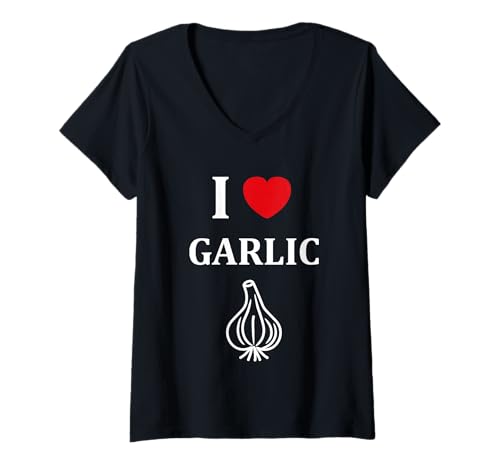 Damen Funny Garlic Food Minimalist Vegetable Simple i Love Garlic T-Shirt mit V-Ausschnitt Damen Funny Garlic Food Minimalist Vegetable Simple i Love Garlic T-Shirt mit V-Ausschnitt von Minimalist Funny vegetable simple garlic