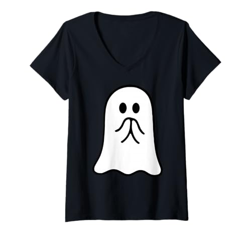 Damen Niedliches, minimalistisches Geister-Halloween-Design T-Shirt mit V-Ausschnitt Damen Niedliches, minimalistisches Geister-Halloween-Design T-Shirt mit V-Ausschnitt von Minimalist Ghost Halloween Artwork