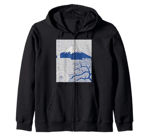 Japanischer Mount Fuji Sakura Chrysantheme Wave Art Damen Herren Kapuzenjacke Japanischer Mount Fuji Sakura Chrysantheme Wave Art Damen Herren Kapuzenjacke von Minimalist Japan Nature Aesthetic Blossom Mountain