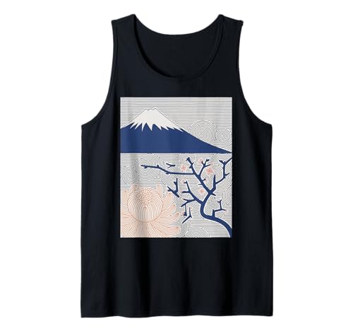 Japanischer Mount Fuji Sakura Chrysantheme Wave Art Damen Herren Tank Top Japanischer Mount Fuji Sakura Chrysantheme Wave Art Damen Herren Tank Top von Minimalist Japan Nature Aesthetic Blossom Mountain